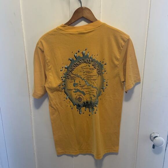 Maine whitewater rafting river sports yellow souvenir tee shirt in Sz M softee - Picture 6 of 8